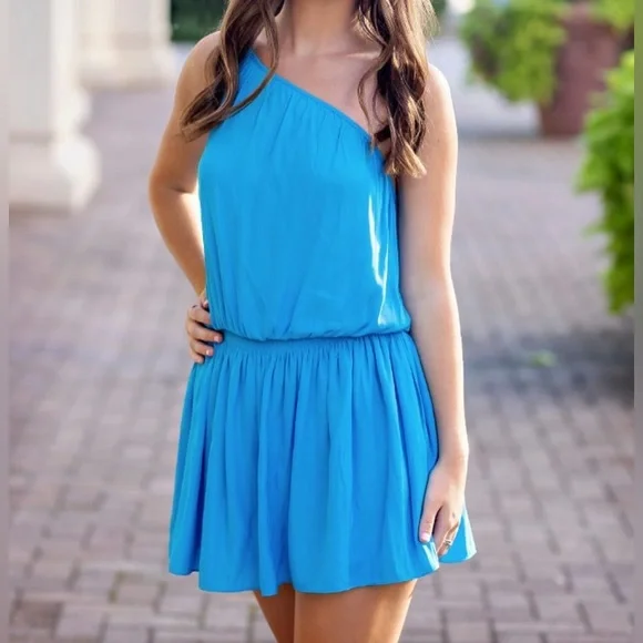 Ramy Brook Navy One Shoulder Dress - Picture 2 of 2